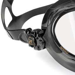 Cressi Nano Black Mask, Two Lens Buckle Detail Thumbnail}