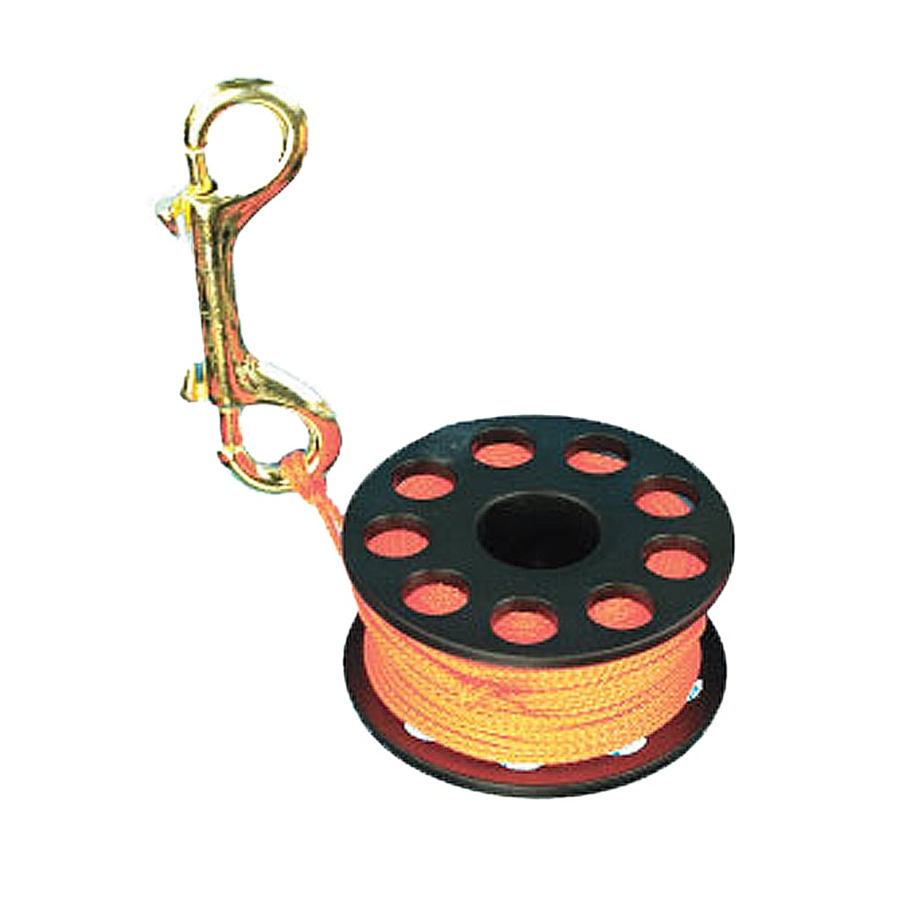Scuba Diving Finger Reel with Brass Clip - Orange 100ft