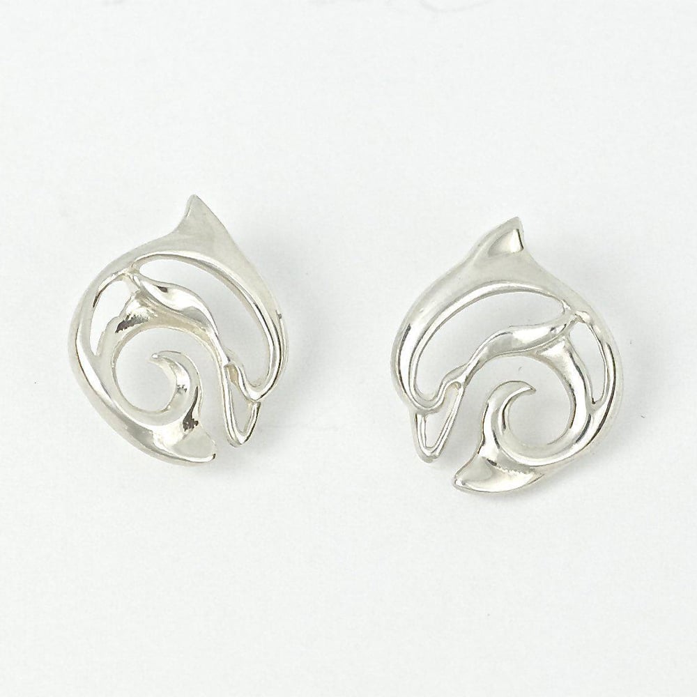 Big Blue “Flipper” Dolphin Earrings