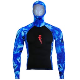 HammerHead Ambush Hooded Long Sleeve Rashguard with Loading Pad (Men’s) - Blue Thumbnail}