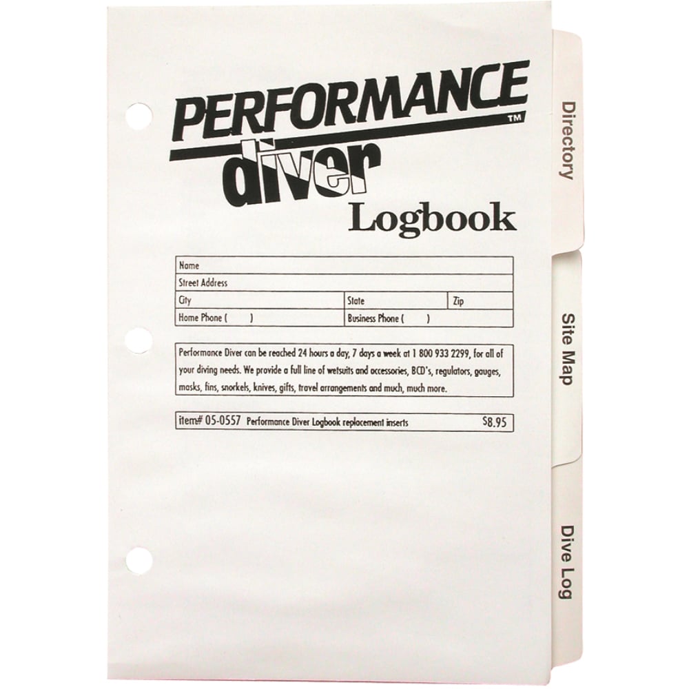 3-Ring Tabbed Dive Log Inserts