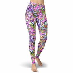 Spacefish Army Leggings - Octofloral - Front View Thumbnail}