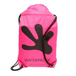 Gecko Waterproof Drawstring Backpack - Pink/Black Thumbnail}