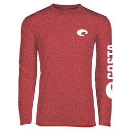 Costa Technical Catonic Crew Long Sleeve Performance Shirt  - Red Thumbnail}