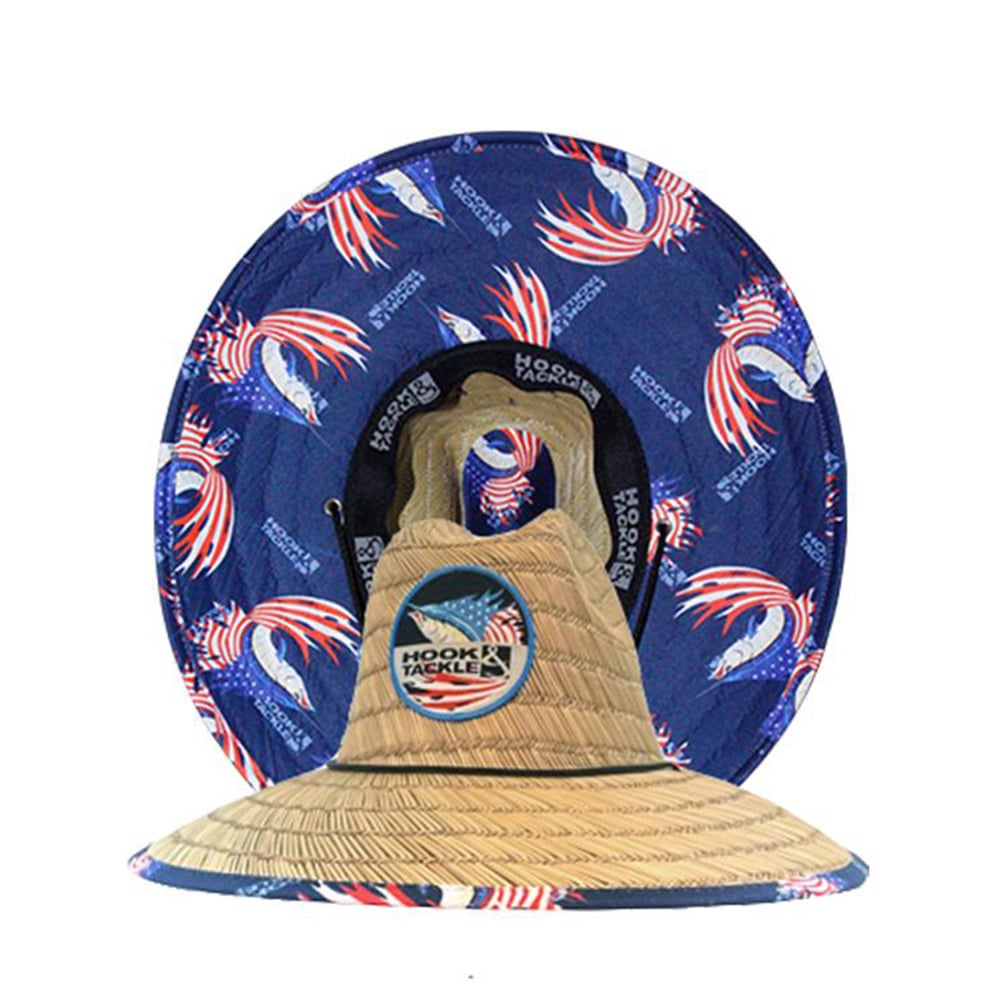 Hook & Tackle Sails & Stripes Straw Lifeguard Hat