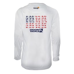 Hook & Tackle American Fish Long Sleeve Performance Shirt - White Thumbnail}