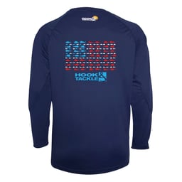 Hook & Tackle American Fish Long Sleeve Performance Shirt - Navy Thumbnail}