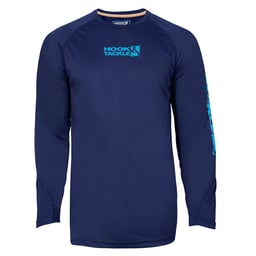 Hook & Tackle American Fish Long Sleeve Performance Shirt Front - Navy Thumbnail}