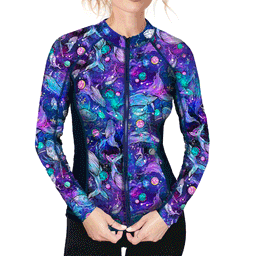 Spacefish Army Eco-Friendly Zip-Up Rashguard Front View Thumbnail}