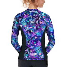 Spacefish Army Eco-Friendly Zip-Up Rashguard Back View Thumbnail}