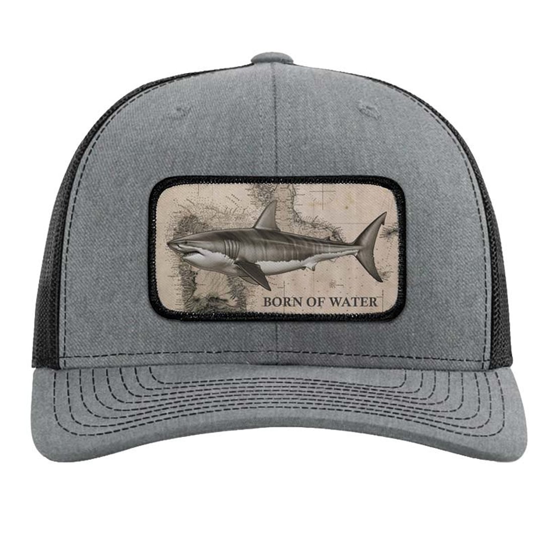 Born of Water Great White Shark Patch Trucker Hat