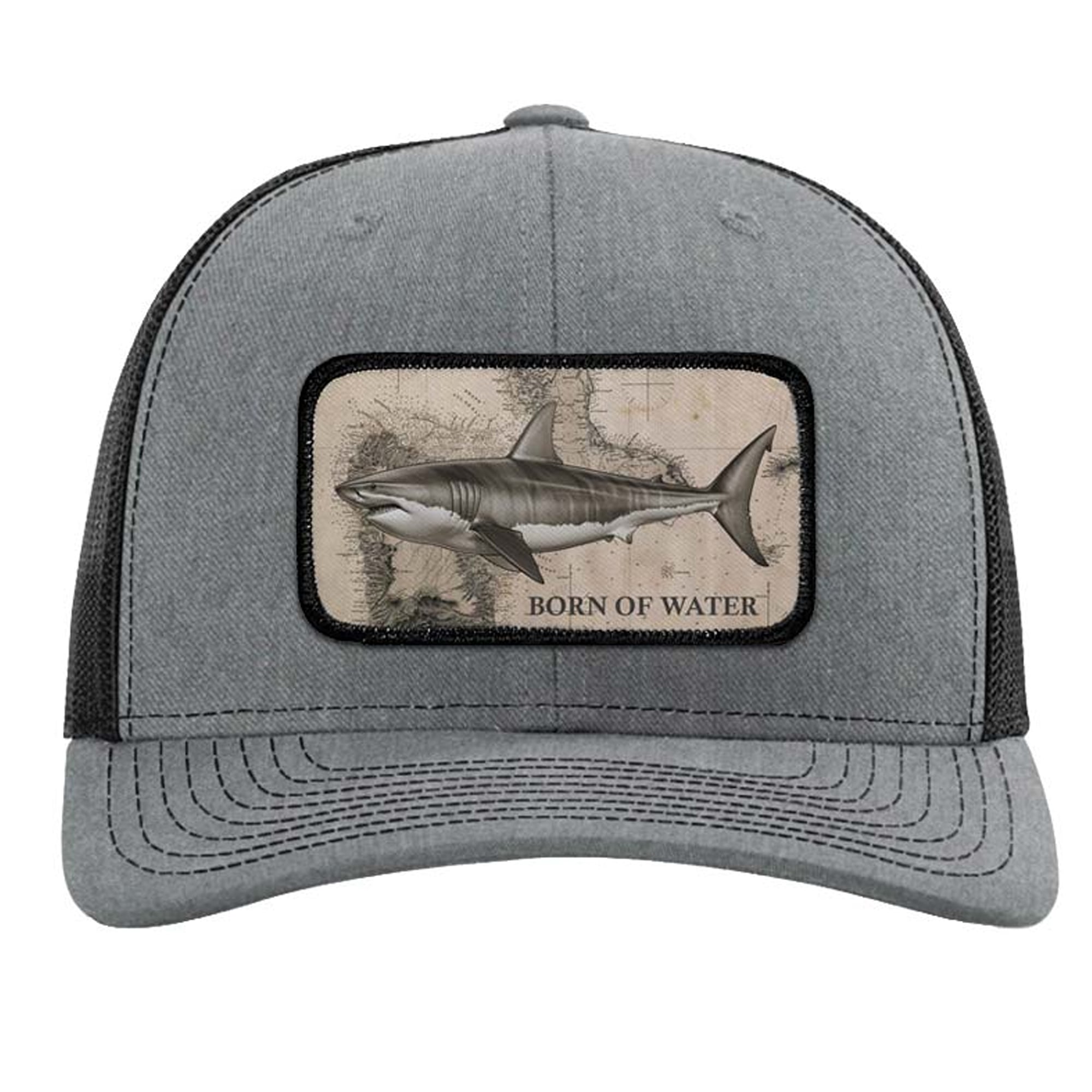 Born of Water Great White Shark Patch Trucker Hat