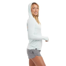 Pelagic Aquatek Sunset Sails Hooded Long Sleeve Performance Shirt (Women’s) - Side Thumbnail}