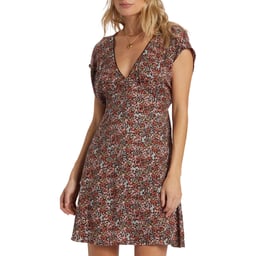 Billabong Bright Skies Mini Dress, Black Sands - Front Thumbnail}