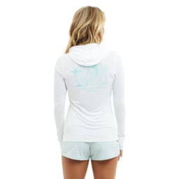 Pelagic Twin Palms Aquatek Hooded Long Sleeve Performance Shirt (Women's) - Back Thumbnail}