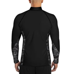 Spacefish Army Eco-Friendly Full Zip-Up Rashguard (Men’s) - Tiger Shark - Back Thumbnail}