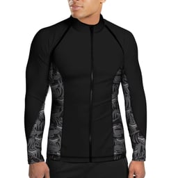 Spacefish Army Eco-Friendly Full Zip-Up Rashguard (Men’s) - Tiger Shark - Front Thumbnail}