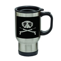 Stainless Steel Travel Mug with Handle - Mask & Speargun Thumbnail}