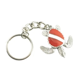 Big Blue Sea Turtle with Dive Flag Keychain Alternate View Thumbnail}