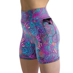 Spacefish Army Eco-Friendly Shorts - Coral Kaleidoscope - Front Thumbnail}