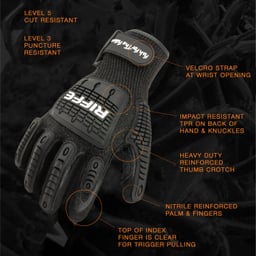 Riffe Holdfast Cut Resistant Gloves With Strap infographic Thumbnail}